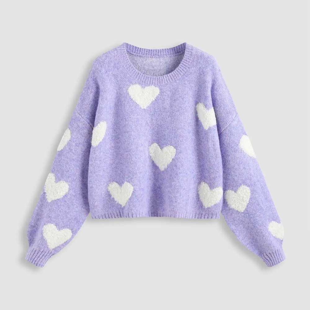 Cider Lavender Heart Crew Sweater